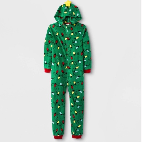 Cat & Jack Unisex Boys Girls Christmas Tree & Lights One Piece Union Suit Pajama - Picture 1 of 6